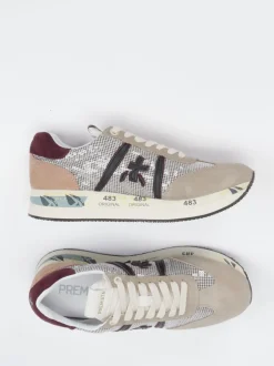 Premiata – Sneaker aus Veloursleder und Pailletten-Mesh