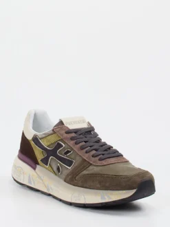 Premiata – Sneaker aus Veloursleder und Textil olivgrün