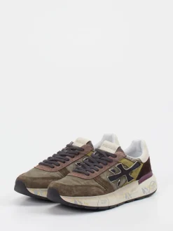 Premiata – Sneaker aus Veloursleder und Textil olivgrün
