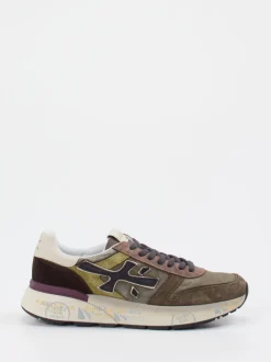 Premiata – Sneaker aus Veloursleder und Textil olivgrün