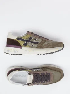 Premiata – Sneaker aus Veloursleder und Textil olivgrün