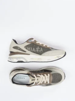Premiata – Sneaker aus Veloursleder und Mesh beige