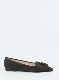 Pretty Ballerinas – Ballerinas aus Veloursleder olivgrün