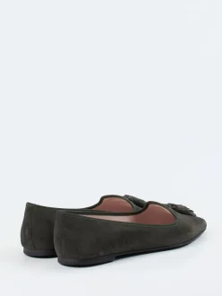 Pretty Ballerinas – Ballerinas aus Veloursleder olivgrün