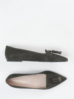 Pretty Ballerinas – Ballerinas aus Veloursleder olivgrün