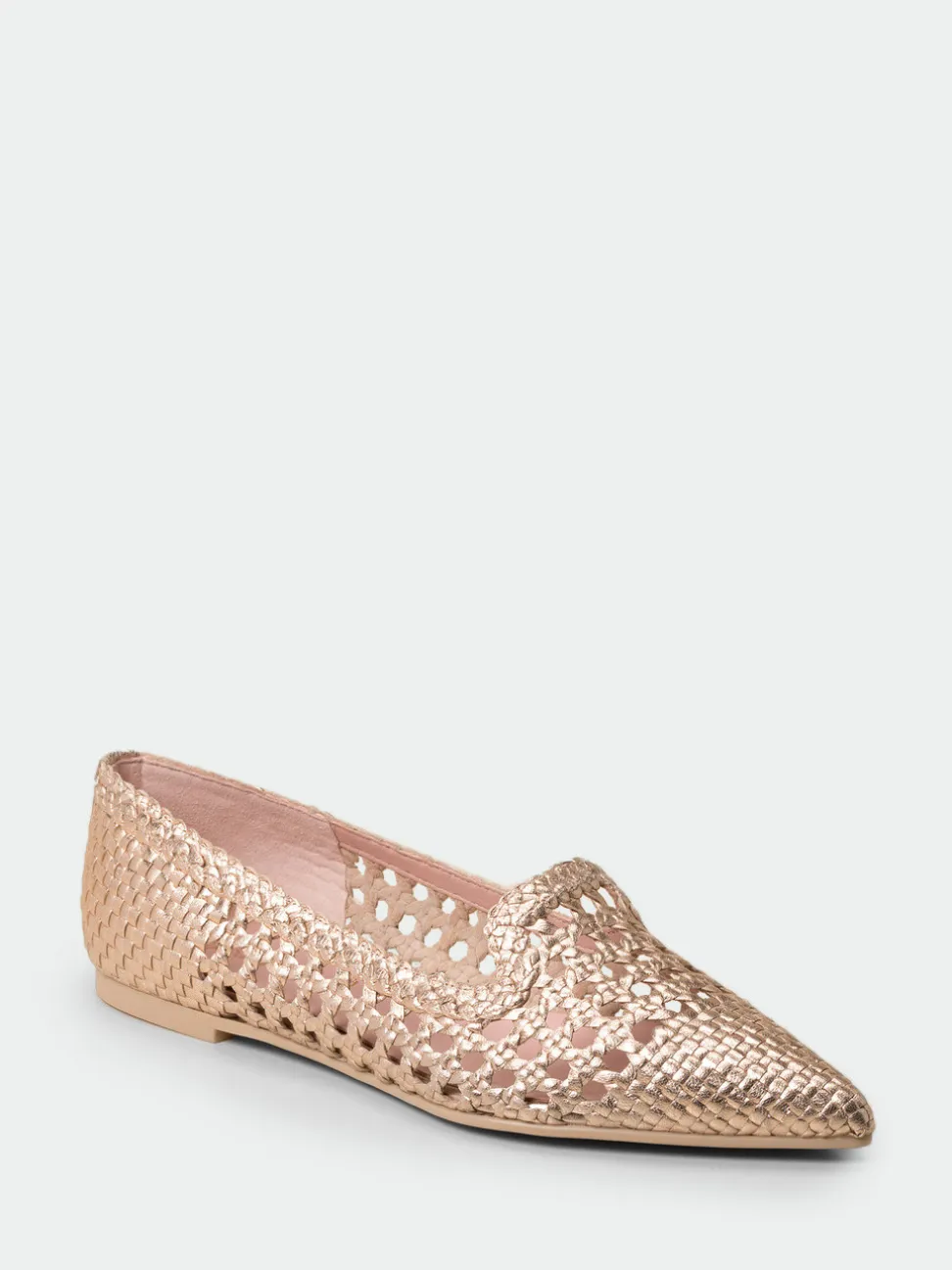Pretty Ballerinas – Loafer-Ballerinas aus Metallicleder Roségold