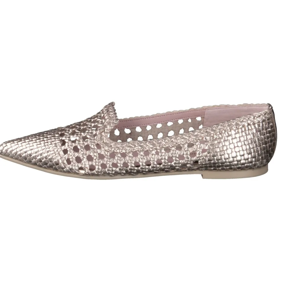 Pretty Ballerinas – Loafer-Ballerinas aus Metallicleder Roségold