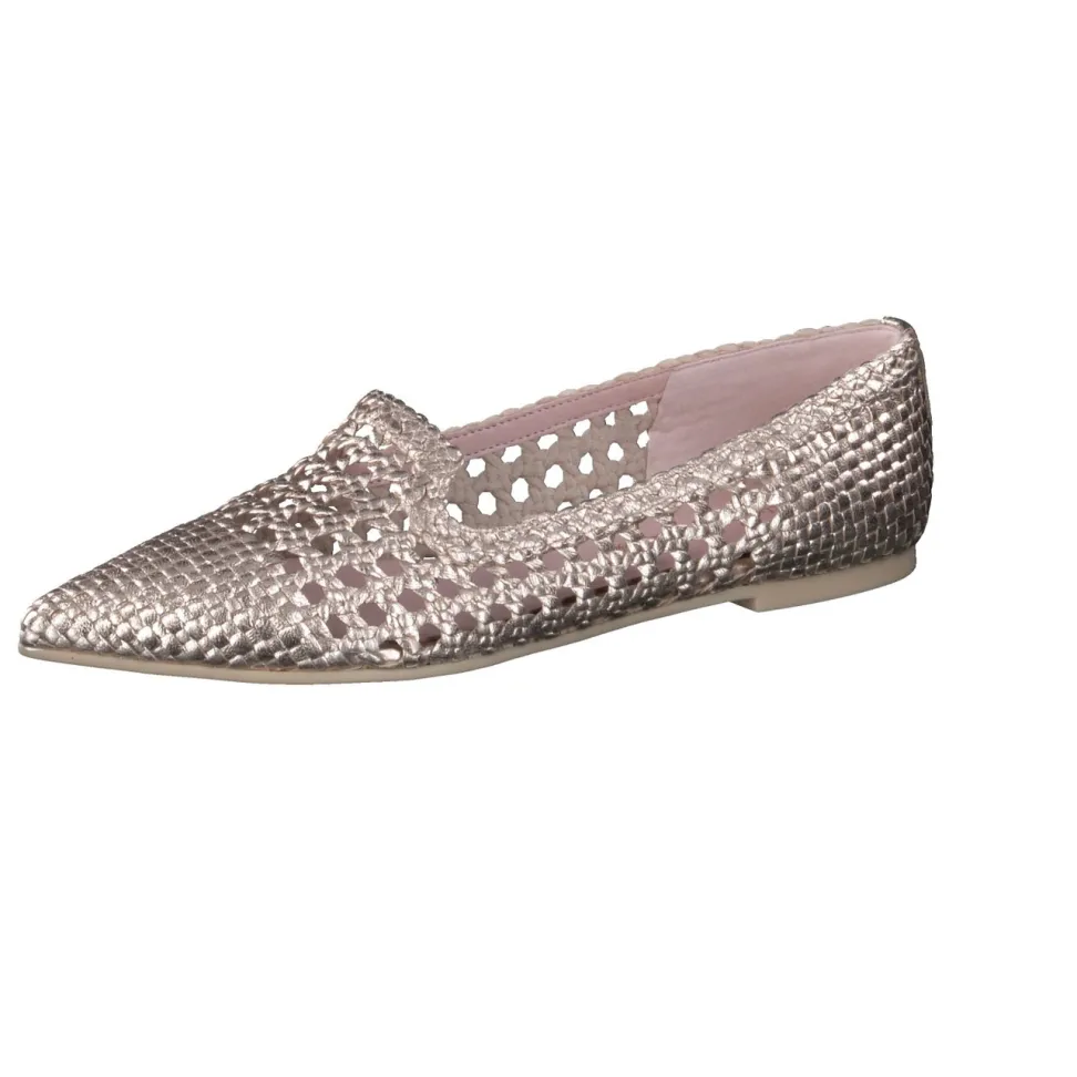 Pretty Ballerinas – Loafer-Ballerinas aus Metallicleder Roségold