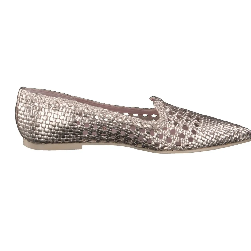 Pretty Ballerinas – Loafer-Ballerinas aus Metallicleder Roségold