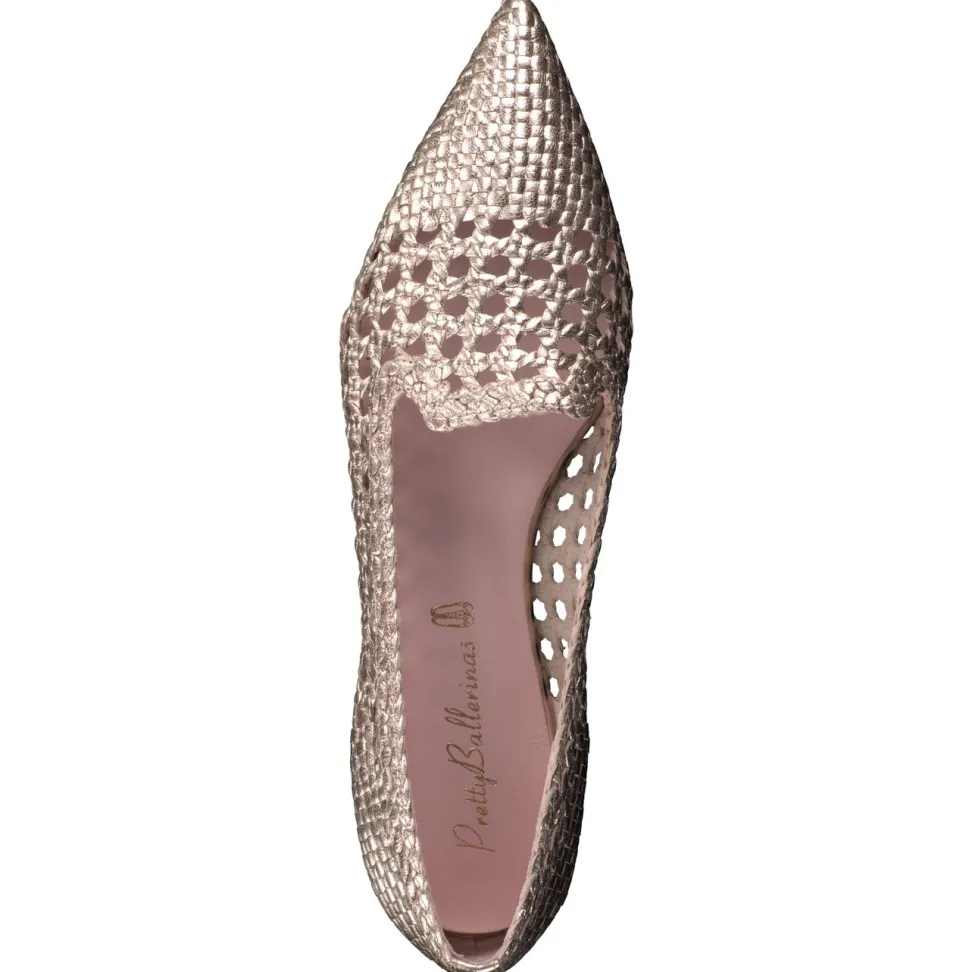 Pretty Ballerinas – Loafer-Ballerinas aus Metallicleder Roségold