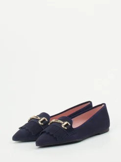 Pretty Ballerinas – Loafer-Ballerinas aus Veloursleder blau