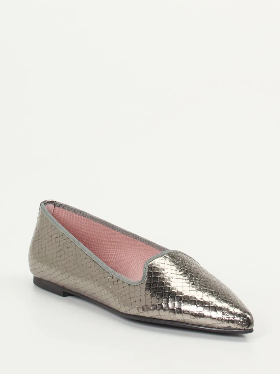 Pretty Ballerinas – Loafer-Ballerinas aus geprägtem Leder silber
