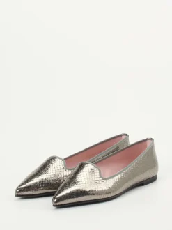 Pretty Ballerinas – Loafer-Ballerinas aus geprägtem Leder silber