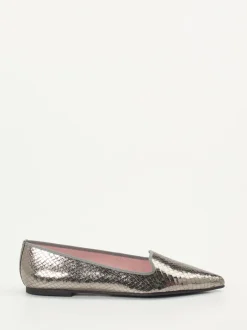 Pretty Ballerinas – Loafer-Ballerinas aus geprägtem Leder silber