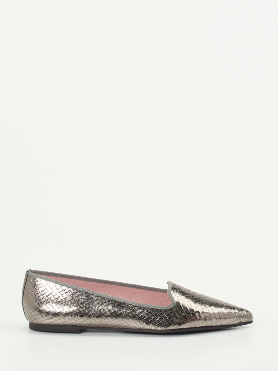 Pretty Ballerinas – Loafer-Ballerinas aus geprägtem Leder silber