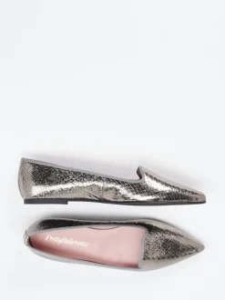 Pretty Ballerinas – Loafer-Ballerinas aus geprägtem Leder silber