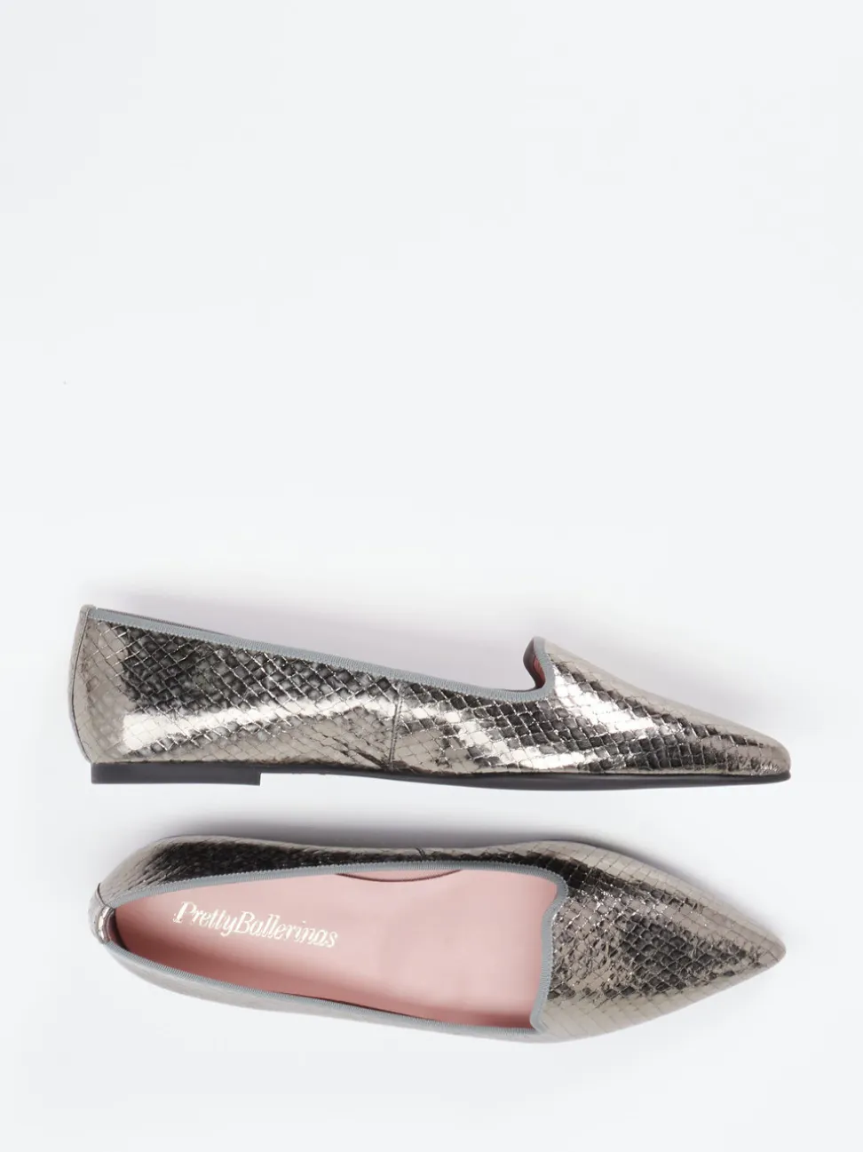 Pretty Ballerinas – Loafer-Ballerinas aus geprägtem Leder silber