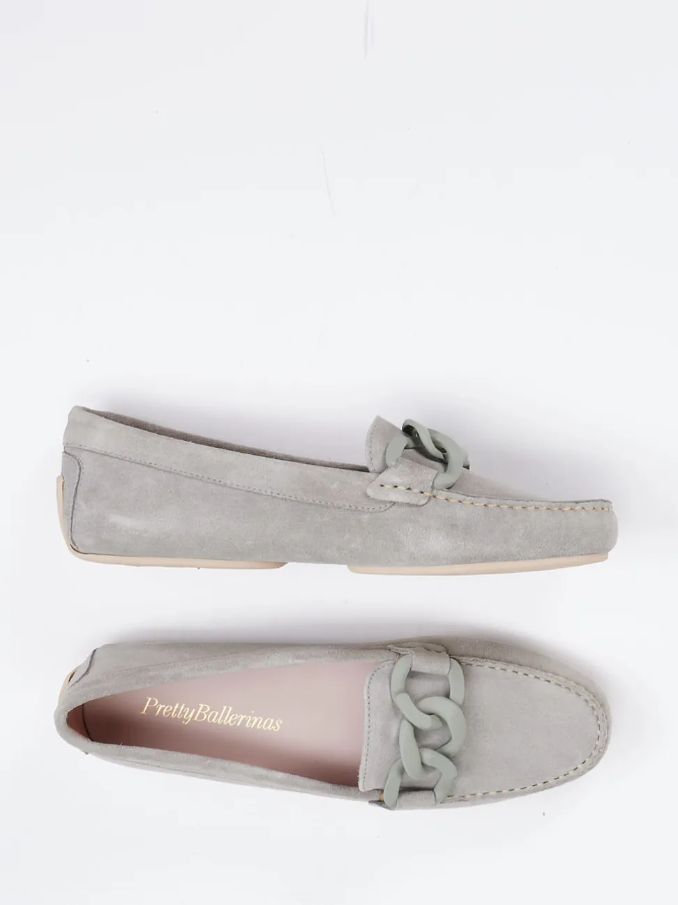 Pretty Ballerinas – Loafer aus Veloursleder in Steingrau