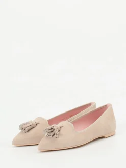 Pretty Ballerinas – Loafer-Ballerinas aus Veloursleder Beige