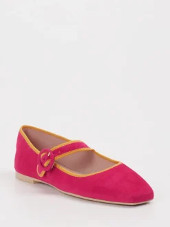 Pretty Ballerinas – Mary-Jane-Ballerinas aus Veloursleder Pink