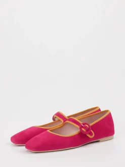 Pretty Ballerinas – Mary-Jane-Ballerinas aus Veloursleder Pink