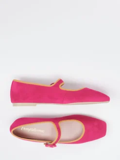Pretty Ballerinas – Mary-Jane-Ballerinas aus Veloursleder Pink