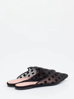 Pretty Ballerinas – Mules aus Netz mit Samt-Punkten schwarz