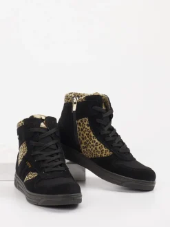 Primigi – High-Top-Sneaker aus Veloursleder schwarz