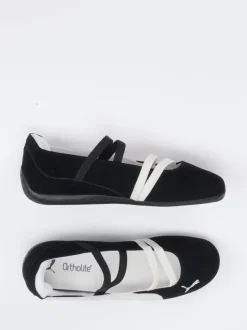 Puma – Ballerinas aus Veloursleder Schwarz