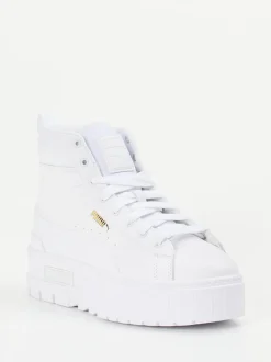 Puma – High-Top-Sneaker aus Leder in Weiß-Gold
