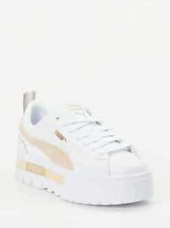 Puma – Plateau-Sneaker aus Leder Weiß-Beige