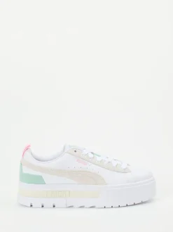Puma – Plateau-Sneaker aus Leder in Weiß Pastell