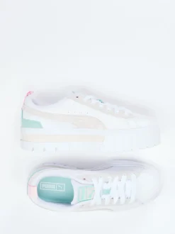 Puma – Plateau-Sneaker aus Leder in Weiß Pastell