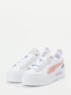 Puma – Plateau-Sneaker aus Leder in Weiß