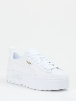 Puma – Plateau-Sneaker aus Leder in Weiß