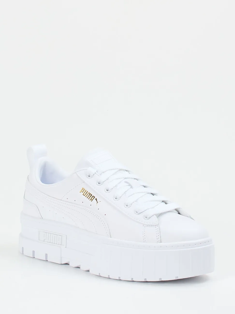 Puma – Plateau-Sneaker aus Leder in Weiß