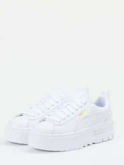 Puma – Plateau-Sneaker aus Leder in Weiß