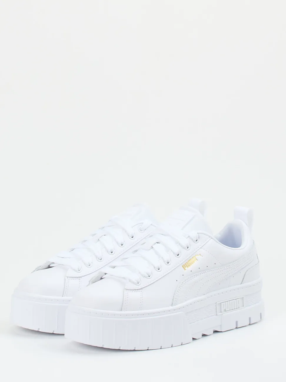 Puma – Plateau-Sneaker aus Leder in Weiß