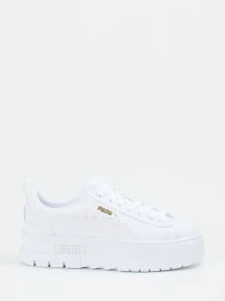 Puma – Plateau-Sneaker aus Leder in Weiß
