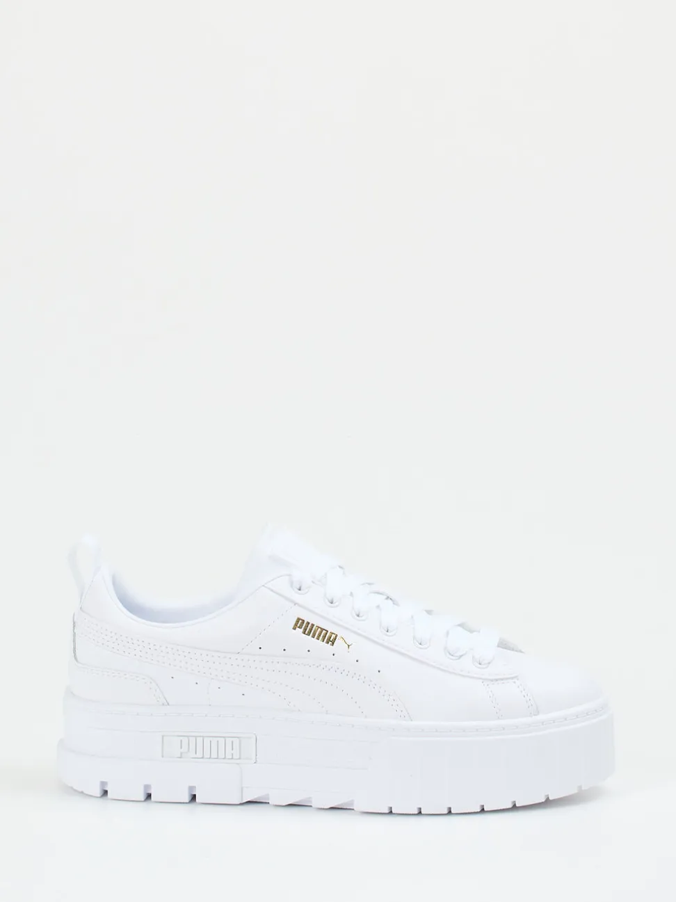 Puma – Plateau-Sneaker aus Leder in Weiß