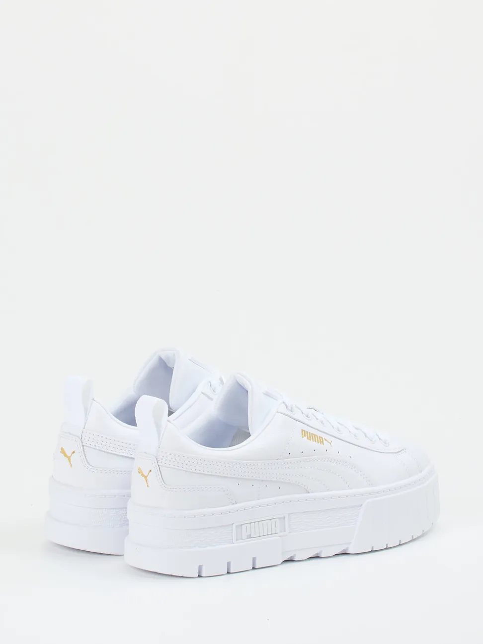 Puma – Plateau-Sneaker aus Leder in Weiß