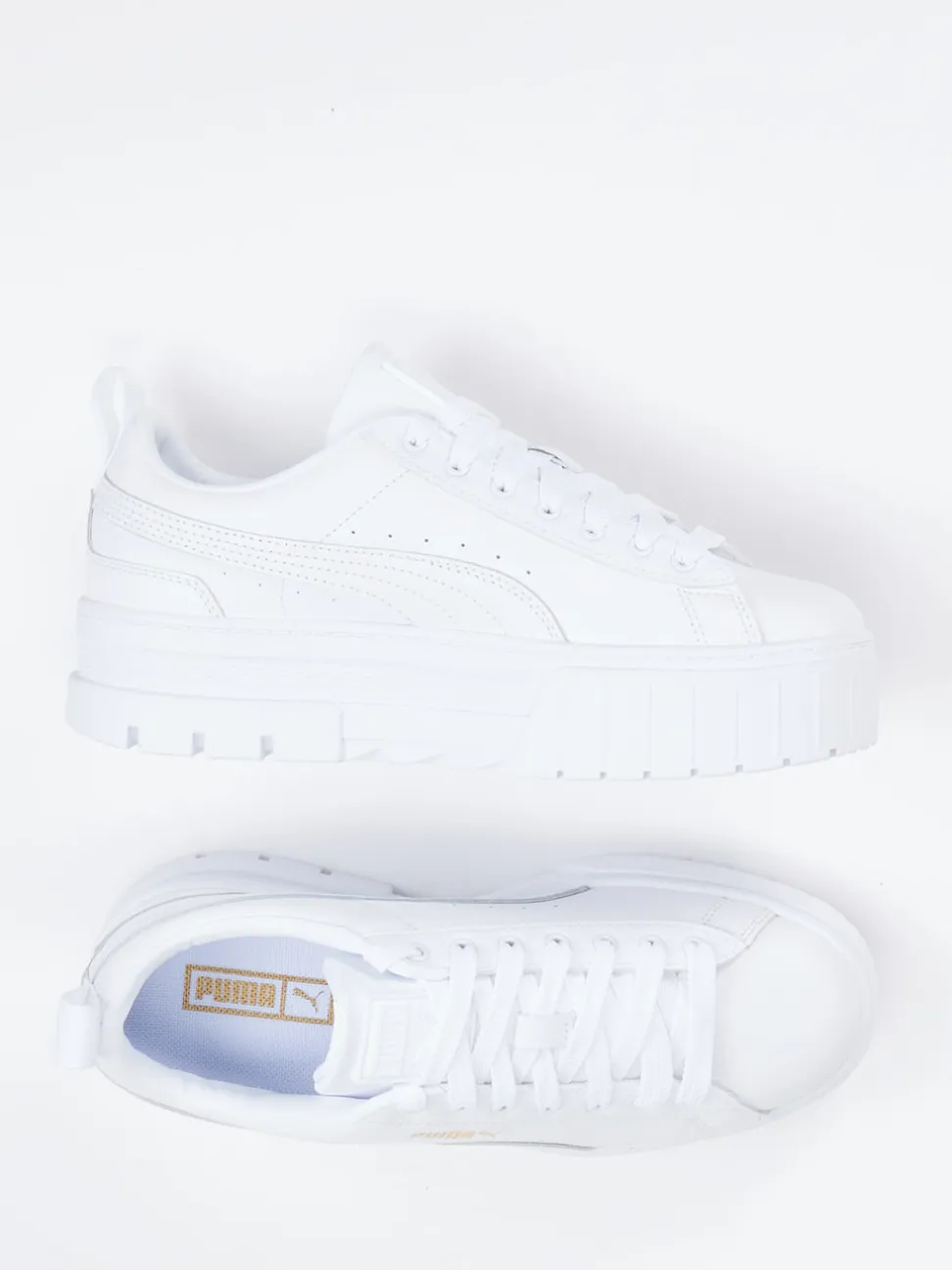 Puma – Plateau-Sneaker aus Leder in Weiß