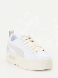 Puma – Platform Sneaker aus Leder Offwhite