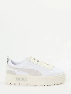 Puma – Platform Sneaker aus Leder Offwhite