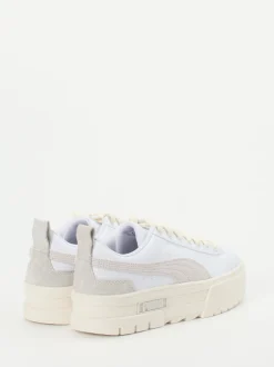 Puma – Platform Sneaker aus Leder Offwhite