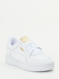 Puma – Sneaker aus Glattleder Weiß mit Goldakzenten