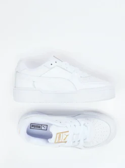 Puma – Sneaker aus Glattleder Weiß mit Goldakzenten
