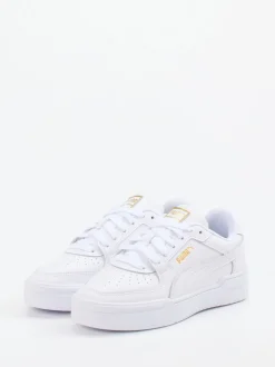 Puma – Sneaker aus Glattleder weiß mit Golddetails