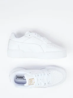 Puma – Sneaker aus Glattleder weiß mit Golddetails
