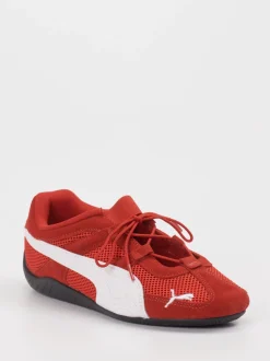 Puma – Sneaker aus Mesh und Veloursleder rot
